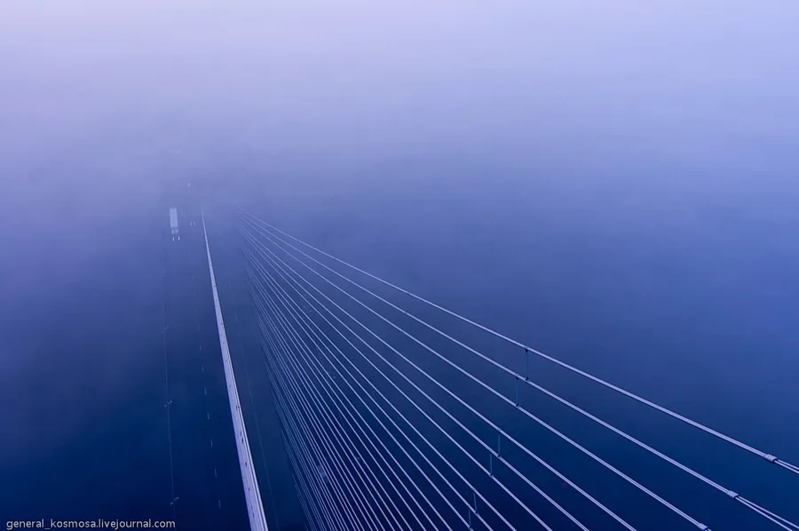 Вид с Южного моста в Киеве. Туман