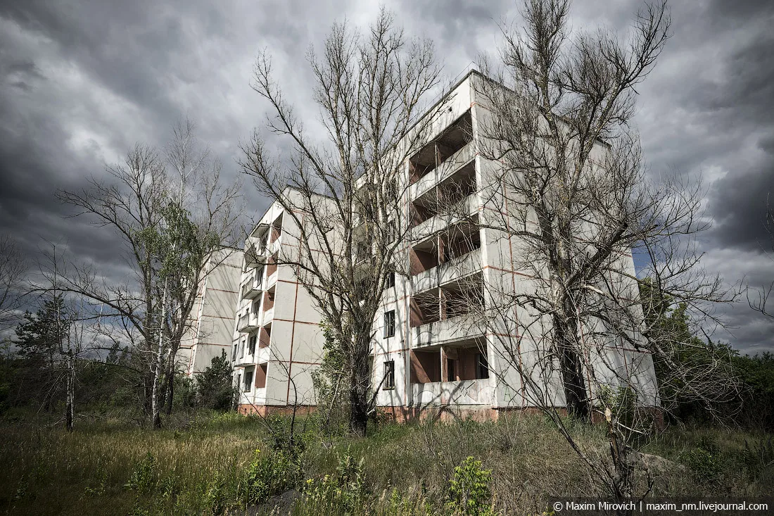 Abandoned concrete builbings in Polisske city