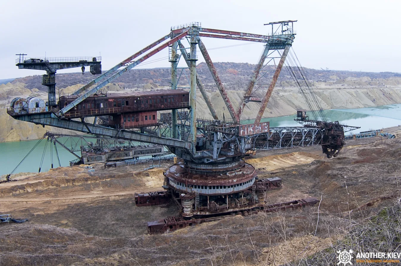 abandoned excavator in the Morozovo coal mine