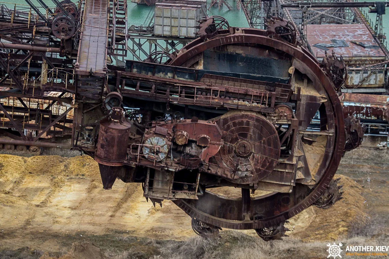 drum rotor of an abandoned excavator