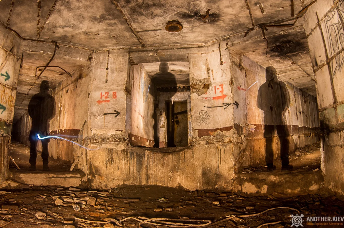 silhouettes three tunnels in abandoned missile position