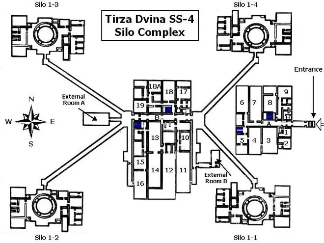 Map of abandoned missile base complex. ukraine