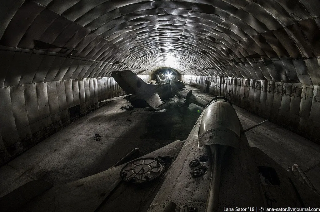 abandoned underground shelter for aircrafts in albania